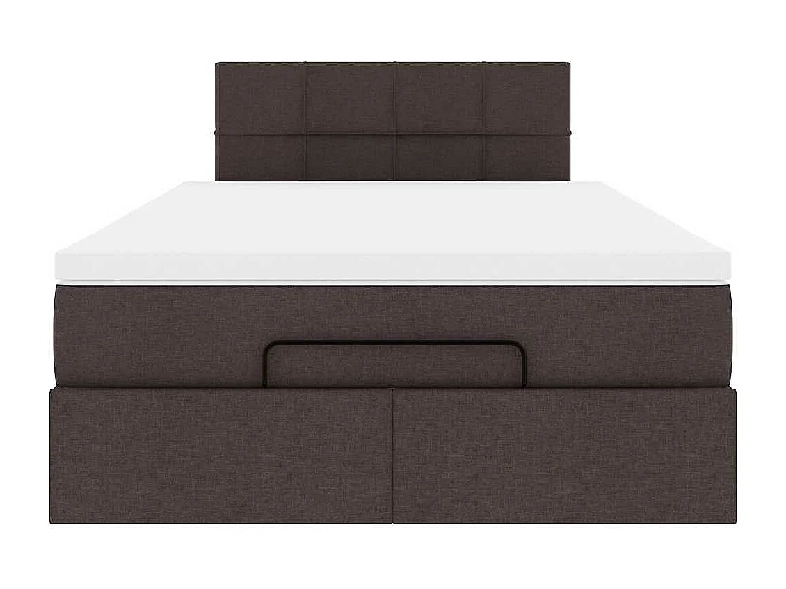 Cadre de lit ottoman avec matelas marron foncé 120x190 cm tissu