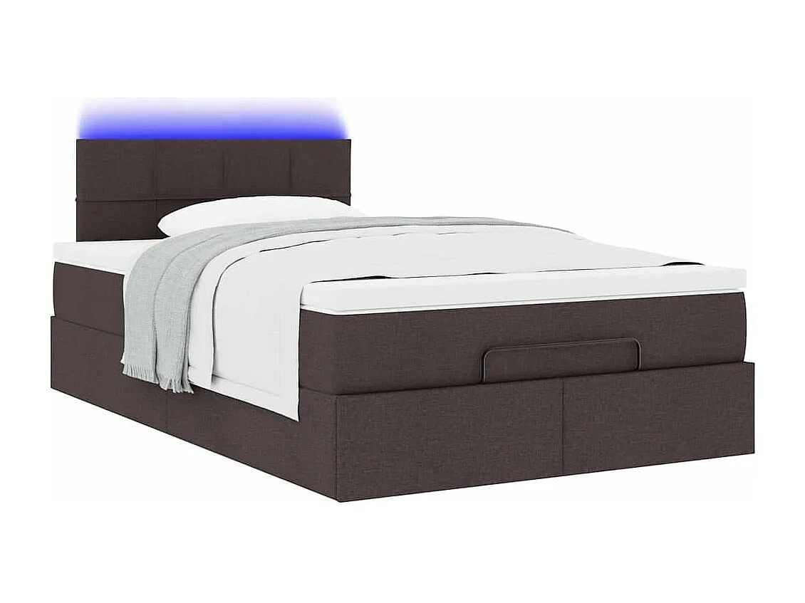 Cadre de lit ottoman avec matelas marron foncé 120x190 cm tissu