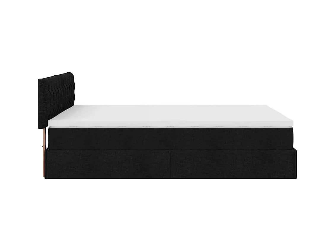 Cadre de lit ottoman avec matelas noir 140x200 cm tissu