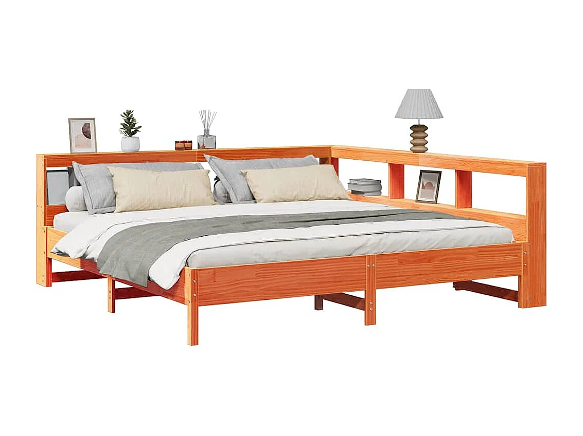 Cama com estante sem colchão 200x200 cm pinho maciço