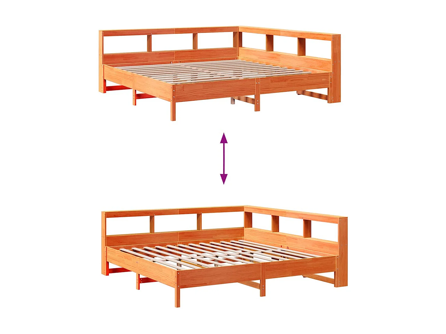 Cama com estante sem colchão 200x200 cm pinho maciço