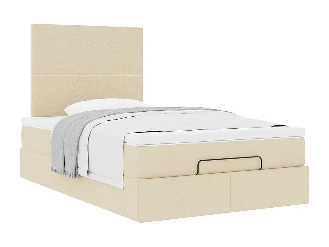 Cadre de lit ottoman avec matelas crème 120x190 cm tissu