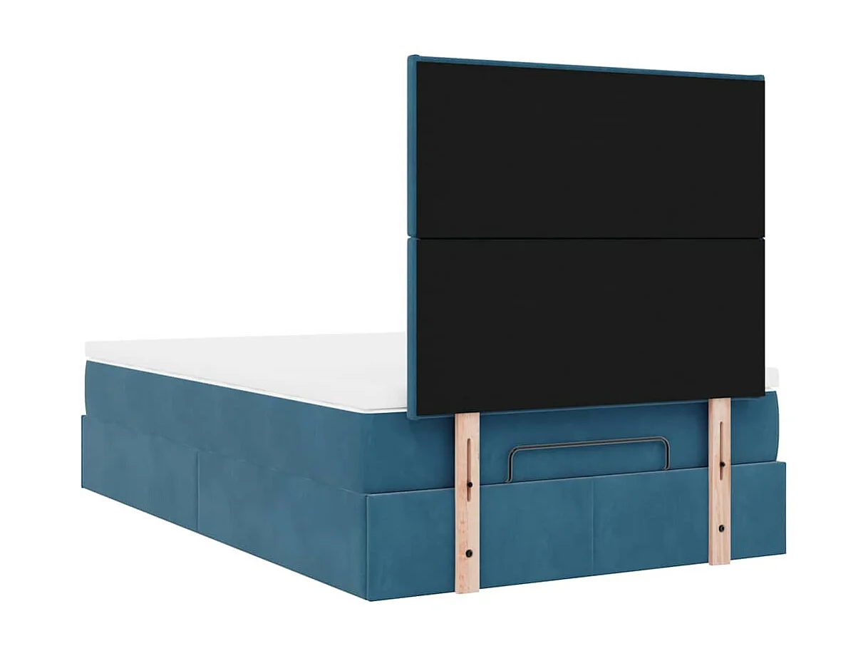 Cadre de lit ottoman avec matelas bleu foncé 120x200 cm velours