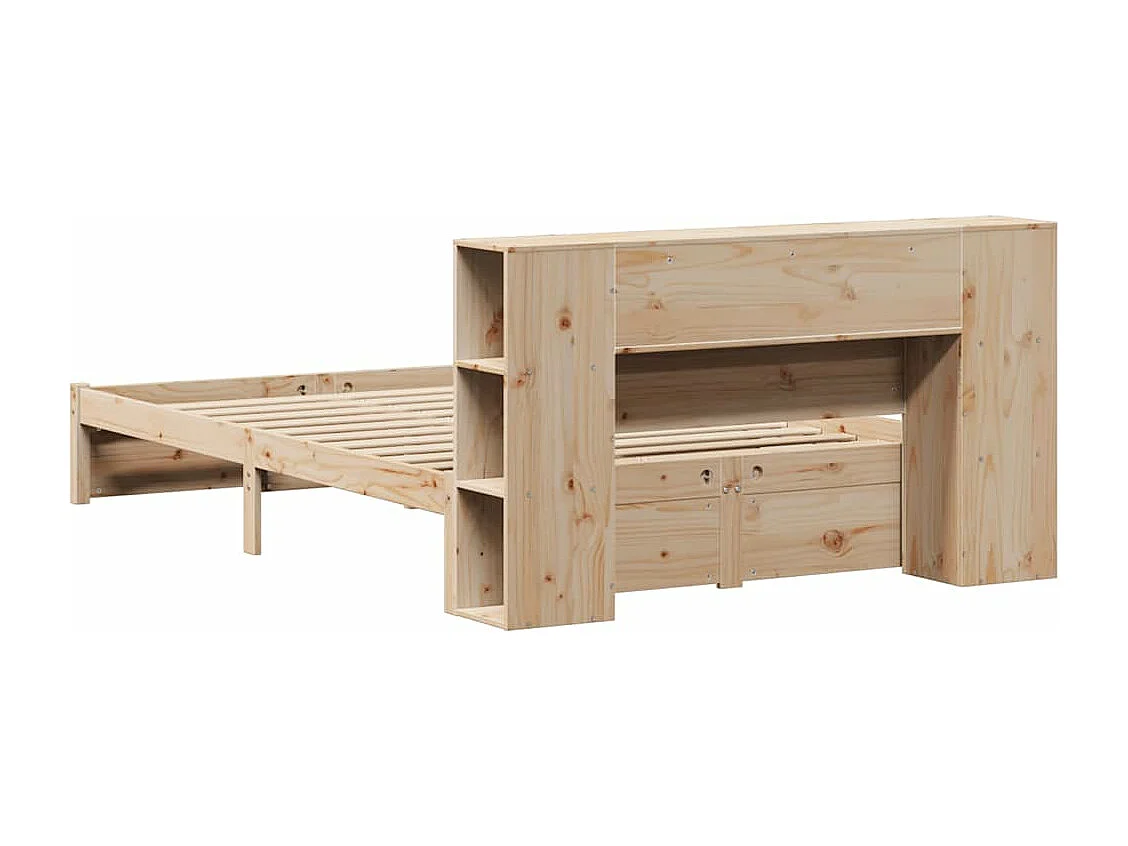 Lit bibliothèque sans matelas 140x190 cm bois de pin massif
