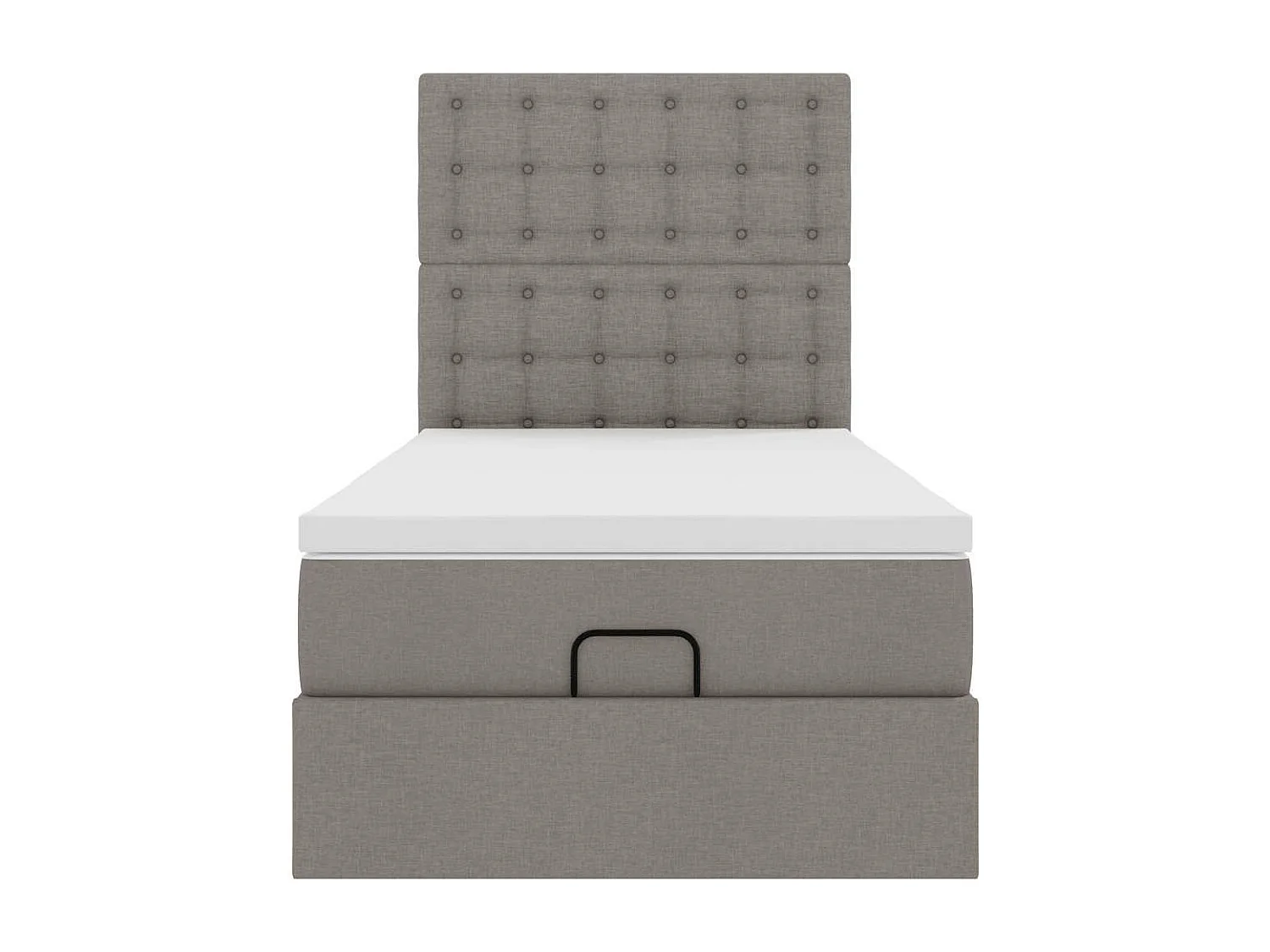 Estructura de cama otomana colchón tela gris pardo 90x200cm