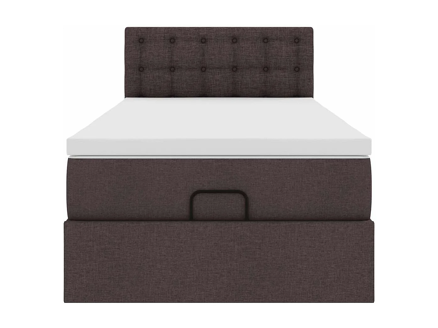 Cadre de lit ottoman avec matelas marron foncé 90x200 cm tissu