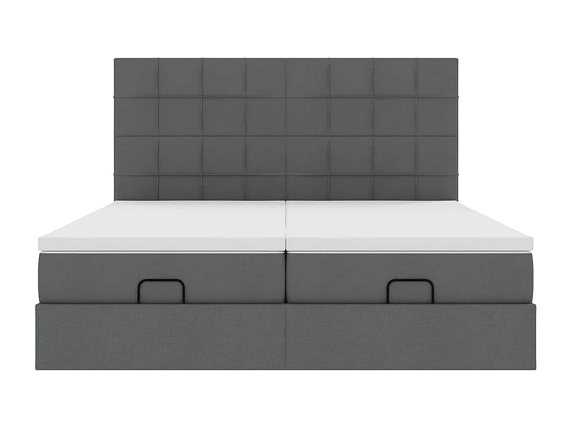 Cadre de lit ottoman avec matelas gris foncé 180x200cm tissu