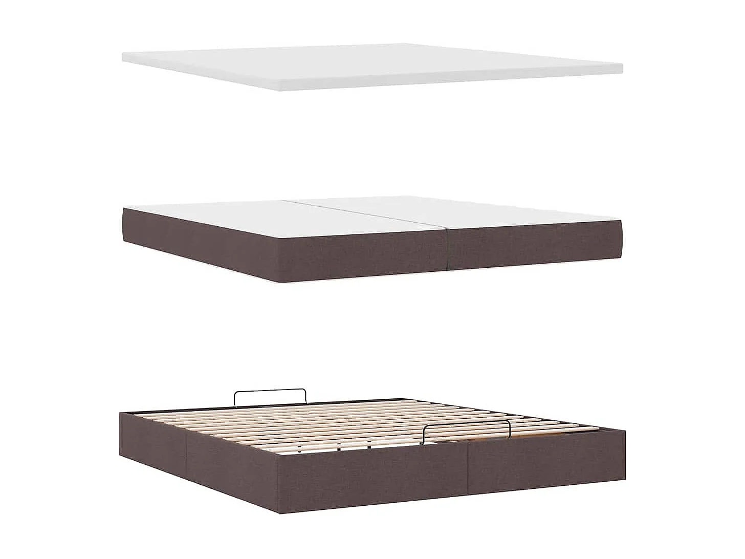 Estructura cama otomana colchones tela marrón oscuro 200x200cm
