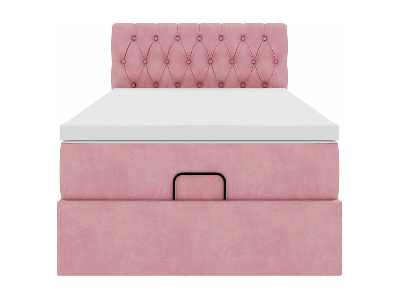 Cadre de lit ottoman avec matelas rose 90x200 cm velours