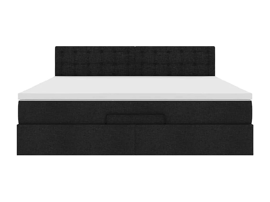 Estructura de cama otomana con colchón tela negra 180x200cm