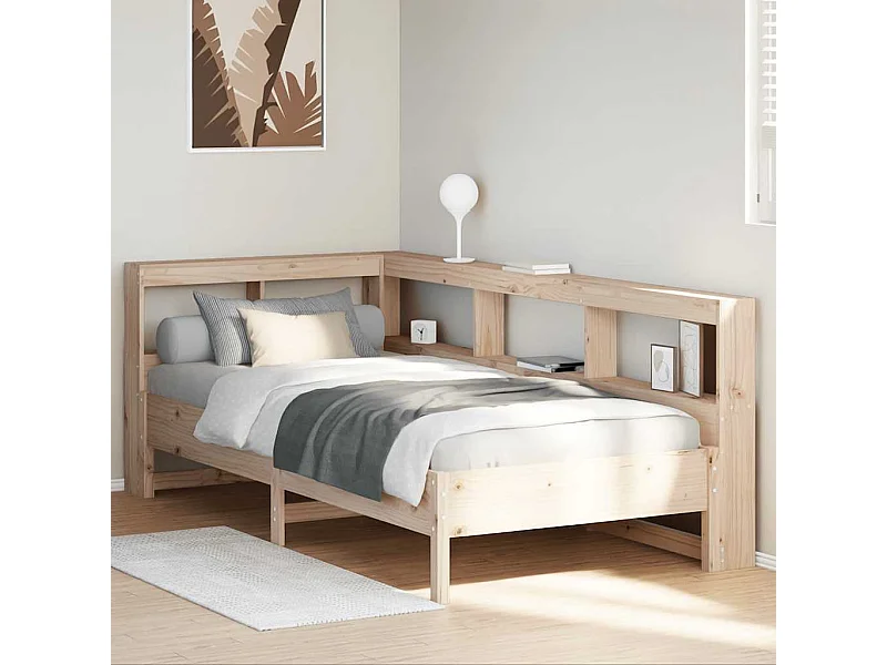 Lit bibliothèque sans matelas 100x200 cm bois massif de pin