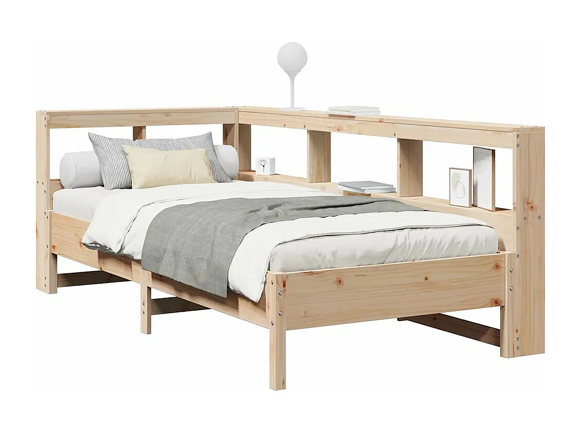 Lit bibliothèque sans matelas 100x200 cm bois massif de pin