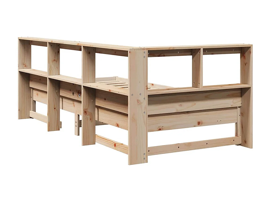 Lit bibliothèque sans matelas 100x200 cm bois massif de pin