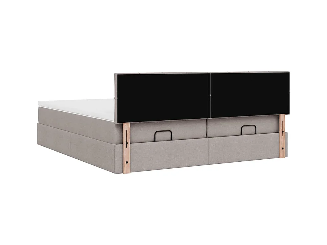 Cadre de lit ottoman avec matelas taupe 200x200cm tissu