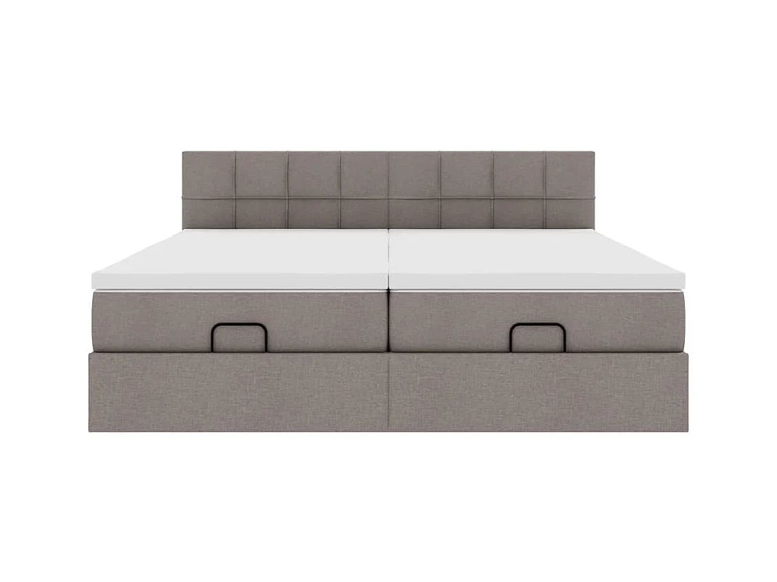 Cadre de lit ottoman avec matelas taupe 200x200cm tissu