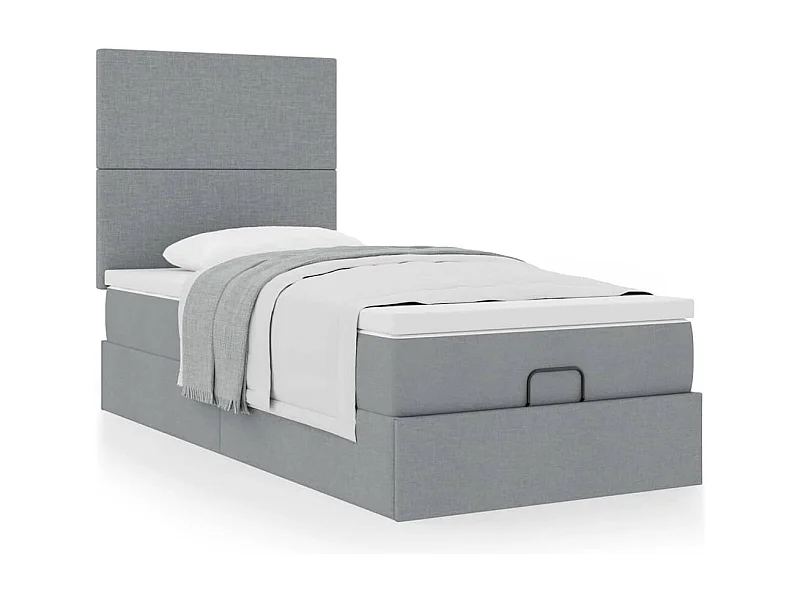 Ottoman bed met matras 90x190cm stof lichtgrijs