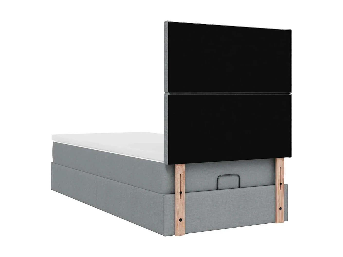 Cadre de lit ottoman et matelas gris clair 90x190 cm tissu