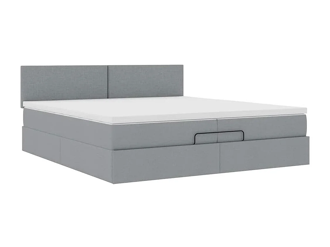 Cadre de lit ottoman et matelas gris clair 200x200cm tissu