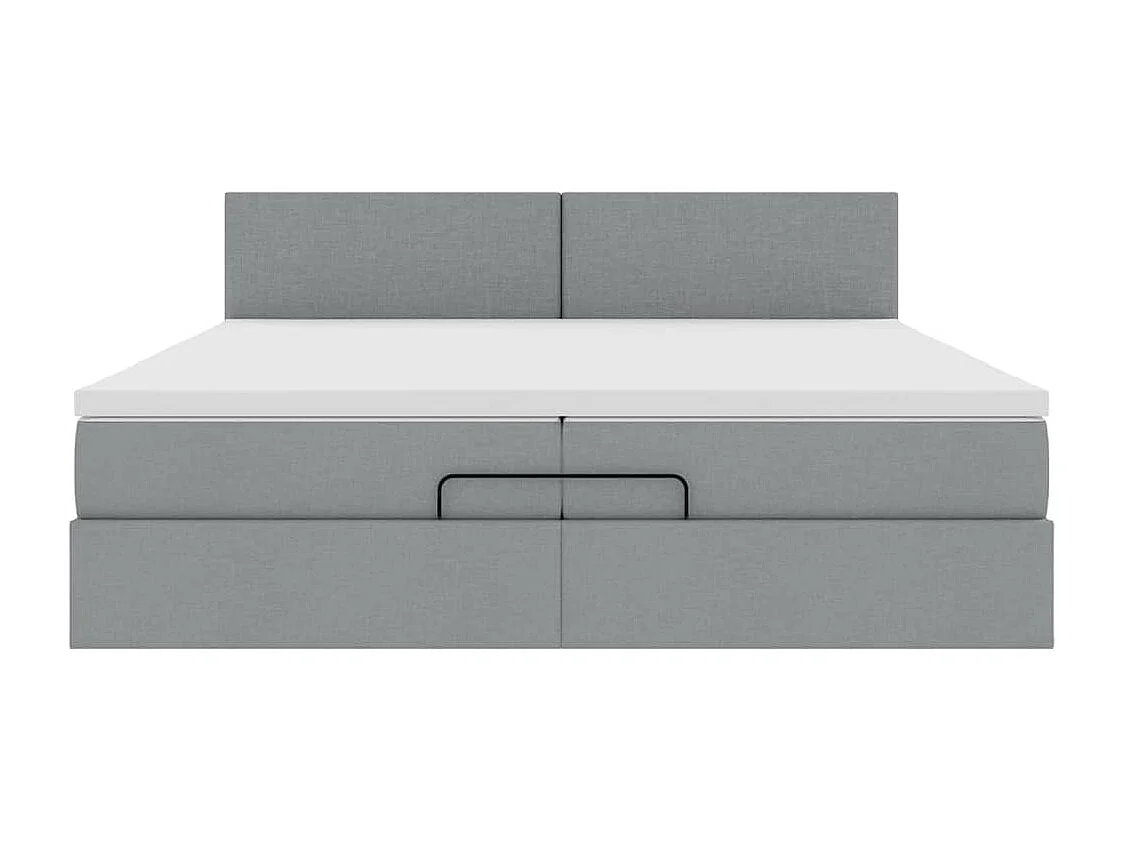 Cadre de lit ottoman et matelas gris clair 200x200cm tissu