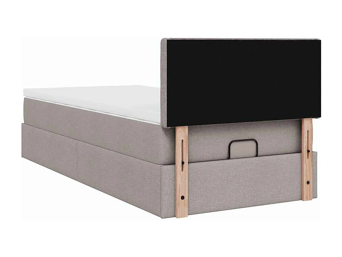 Cadre de lit ottoman avec matelas taupe 100x200 cm tissu