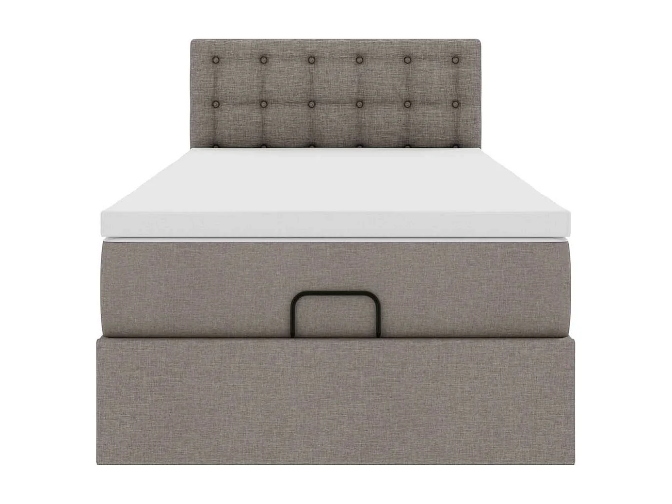 Estructura de cama otomana colchón tela gris pardo 100x200cm