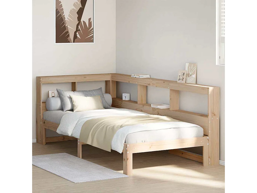 Lit bibliothèque sans matelas 90x200 cm bois de pin massif