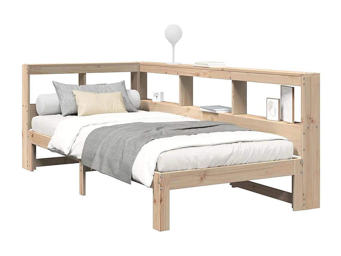 Lit bibliothèque sans matelas 90x200 cm bois de pin massif