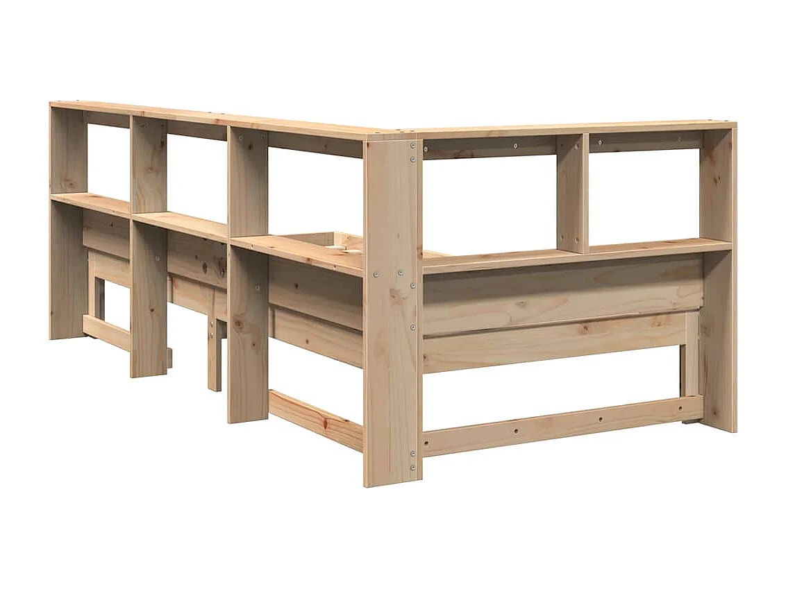 Lit bibliothèque sans matelas 90x200 cm bois de pin massif