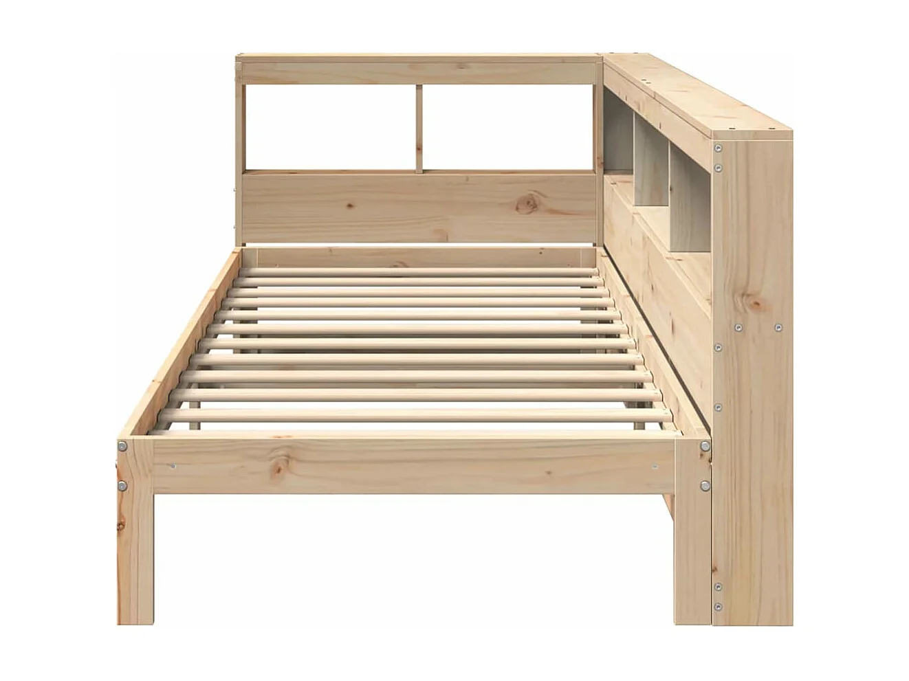Cama con estantería sin colchón madera maciza de pino 90x200 cm