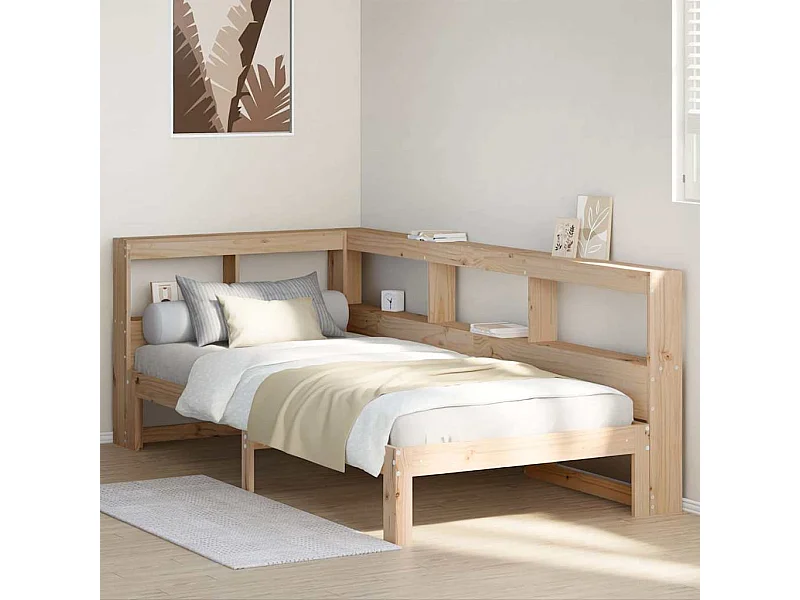 Lit bibliothèque sans matelas 90x200 cm bois de pin massif