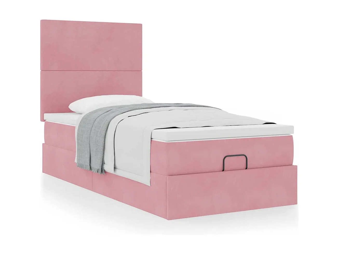 Cadre de lit ottoman avec matelas rose 90x200 cm velours