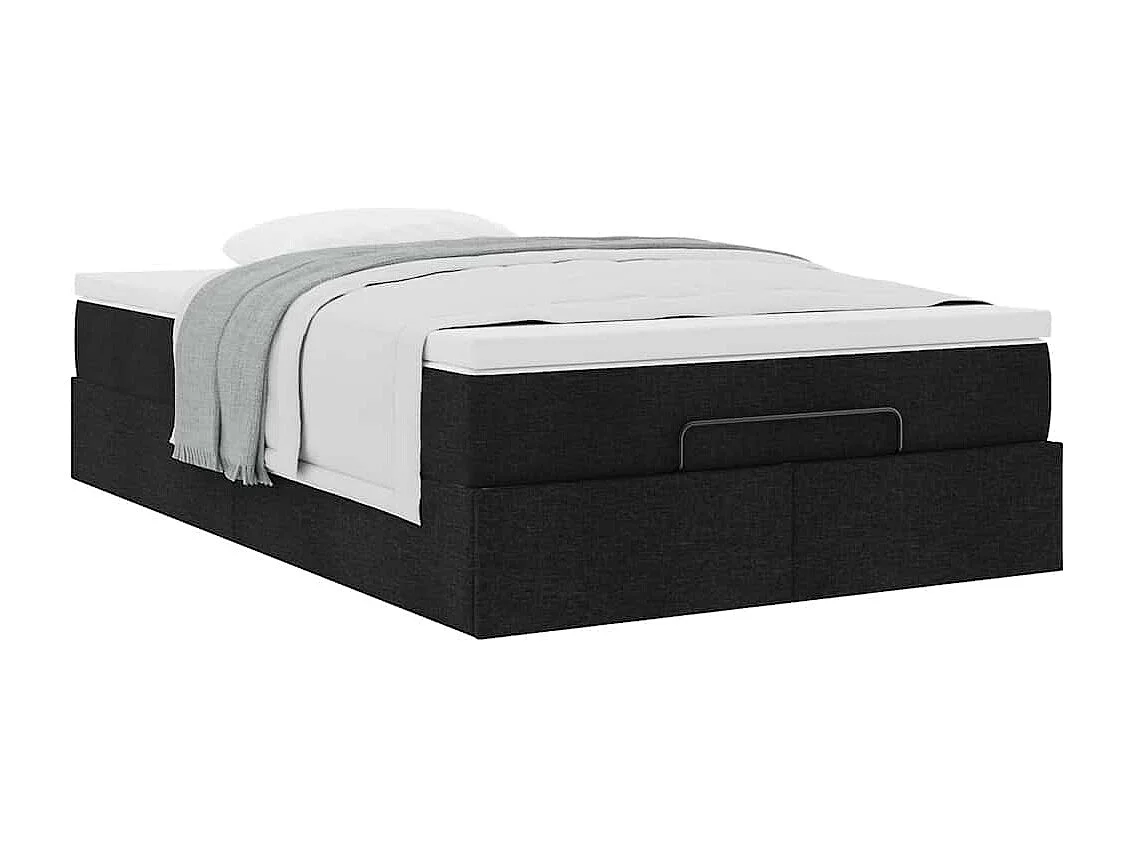 Cadre de lit ottoman avec matelas noir 120x200cm tissu