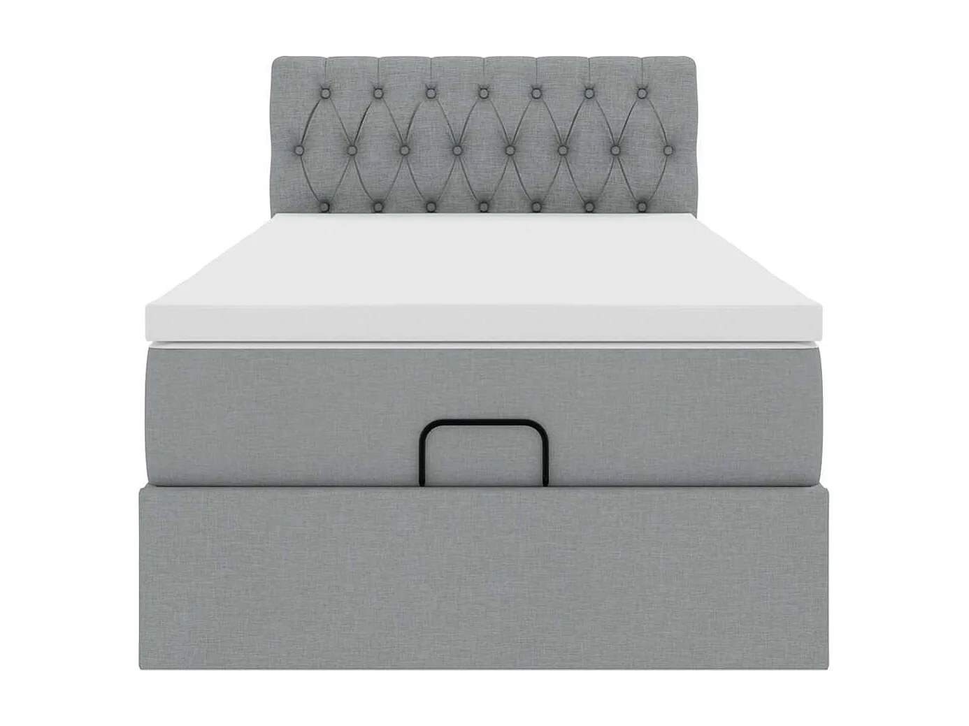 Lit ottoman avec matelas gris clair 100x200 cm tissu