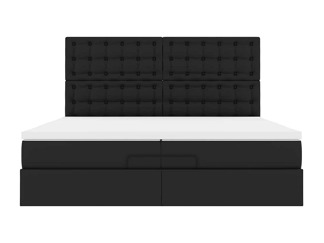 Estrutura de cama otomana com colchões pele artificial preta