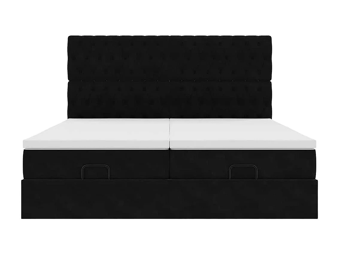 Estrutura de cama otomana com colchões 200x200cm veludo preto