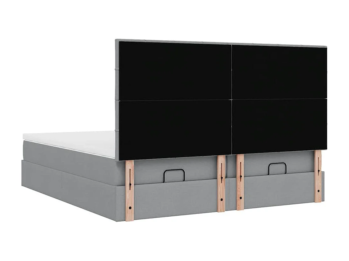 Cadre de lit ottoman et matelas gris clair 200x200cm tissu
