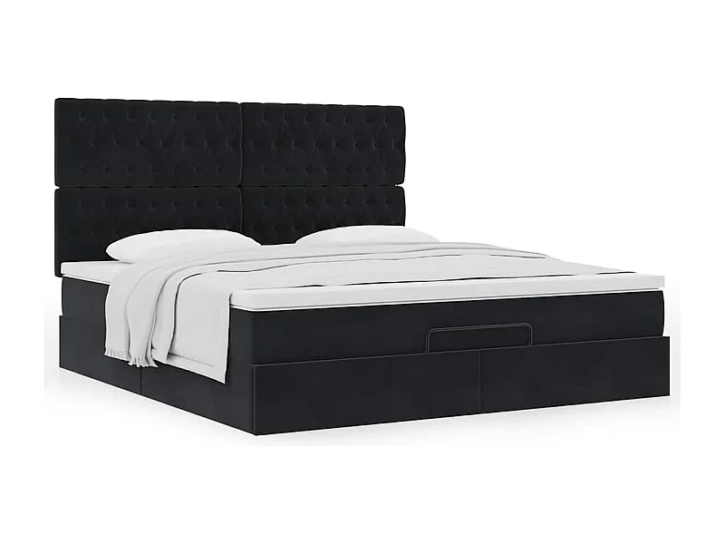 Cadre de lit ottoman avec matelas noir 160x200 cm velours