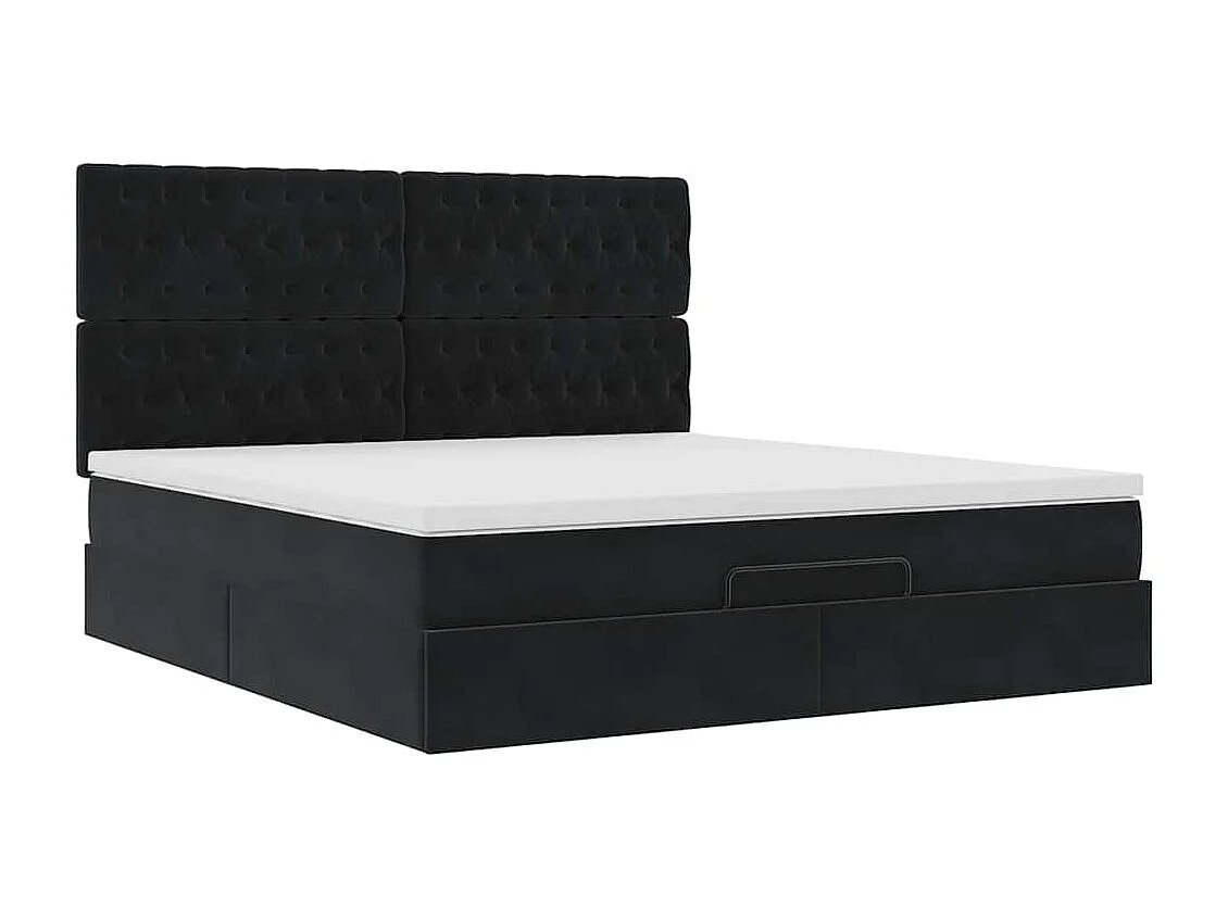 Estrutura de cama otomana com colchões 160x200 cm veludo preto
