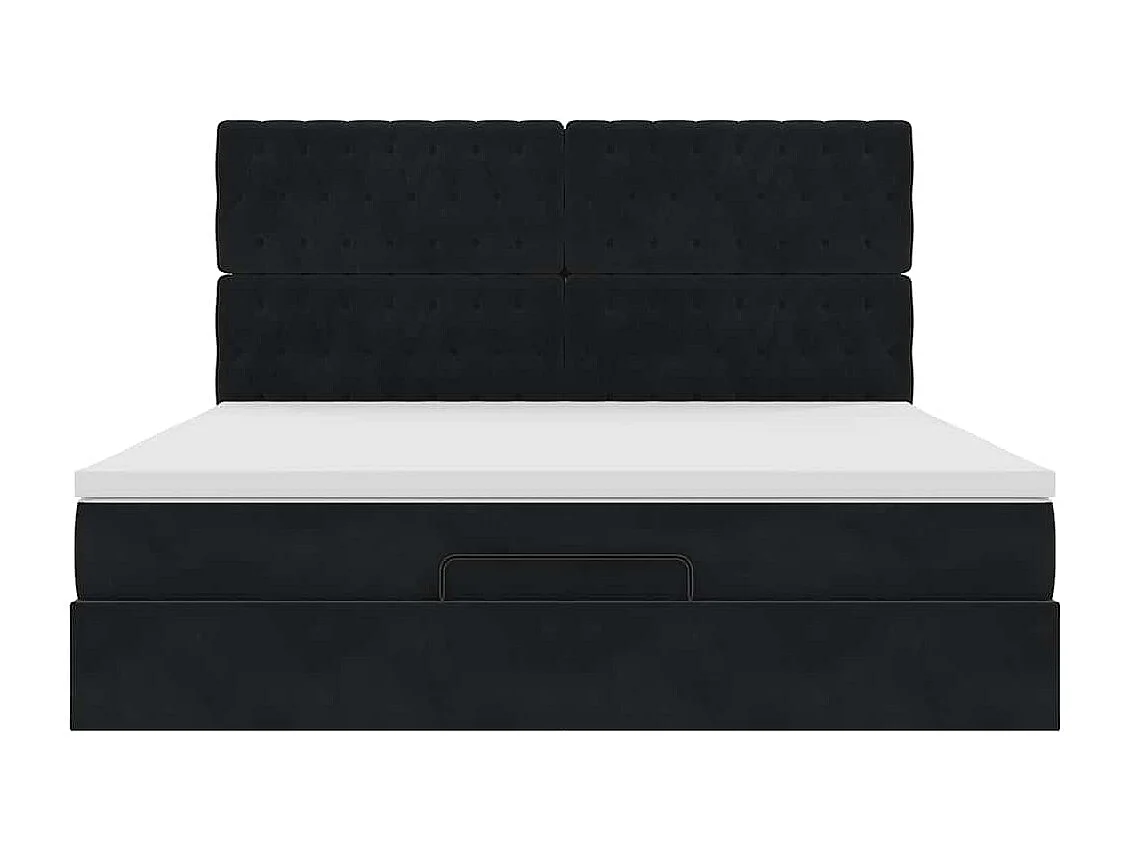Cadre de lit ottoman avec matelas noir 160x200 cm velours