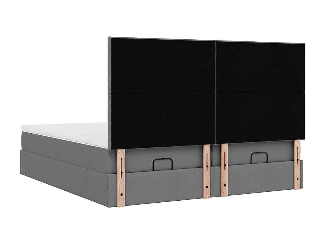 Cadre de lit ottoman avec matelas gris foncé 200x200cm tissu