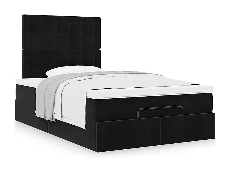 Cadre de lit ottoman avec matelas noir 120x190 cm velours