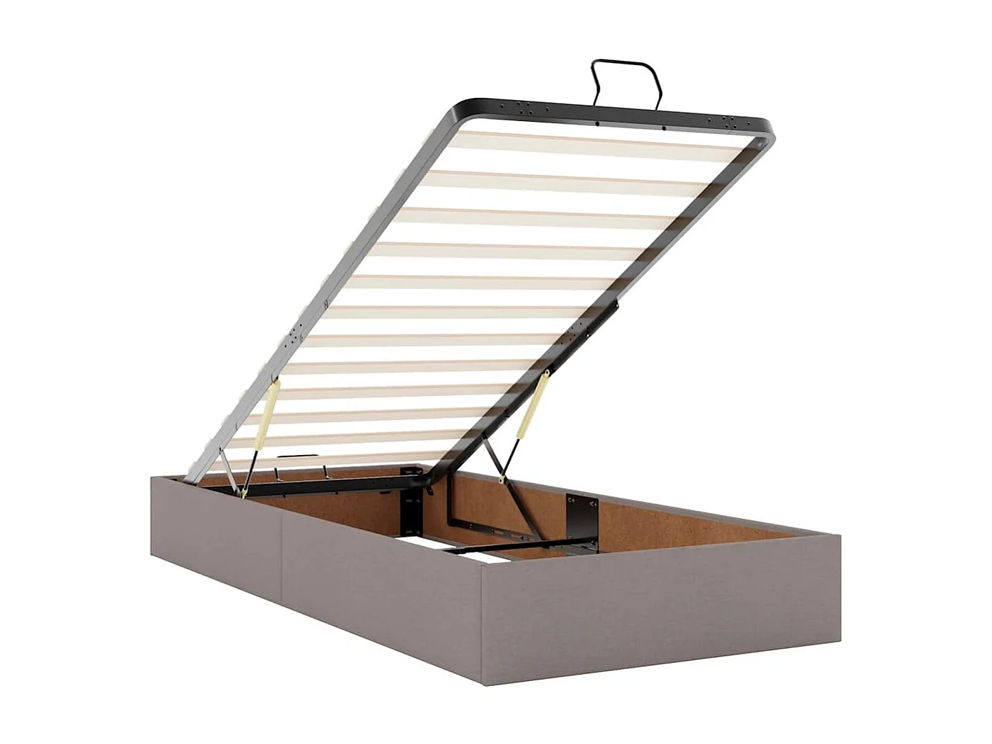 Cadre de lit ottoman avec matelas taupe 90x200 cm tissu