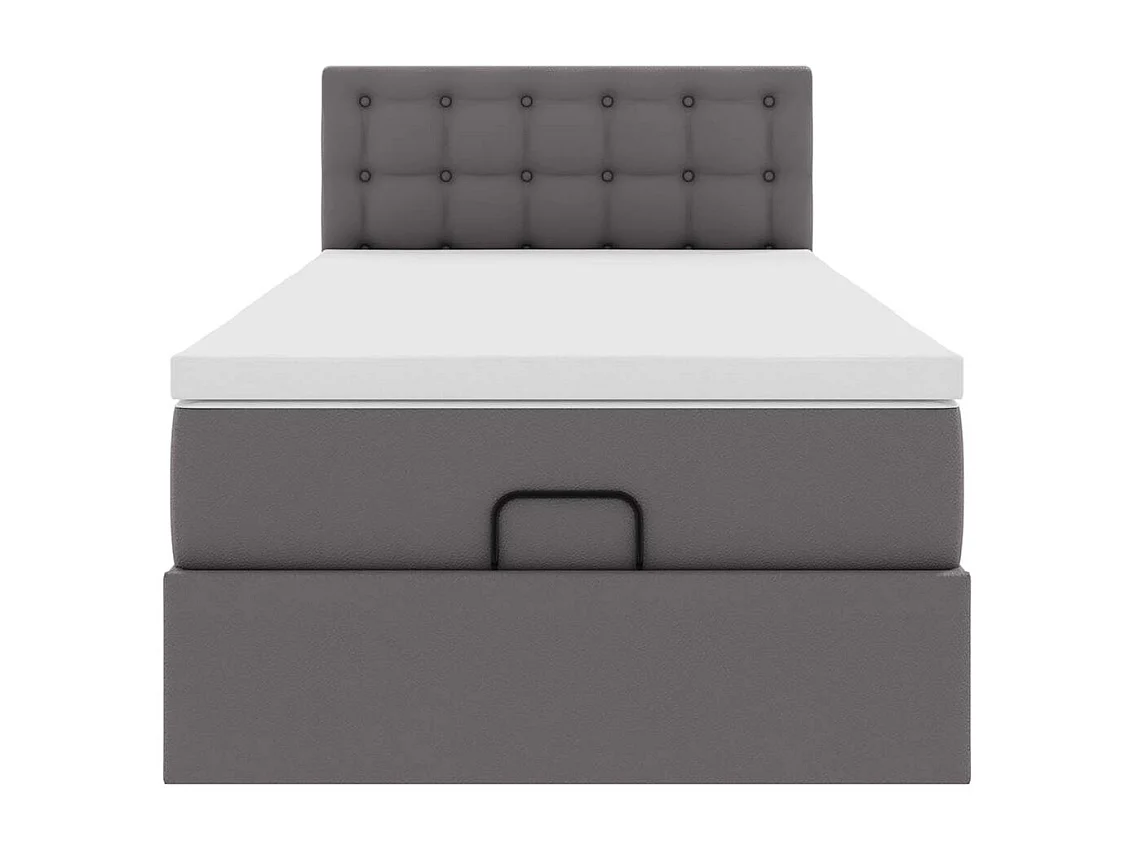 Cadre de lit ottoman avec matelas gris 90x200 cm similicuir