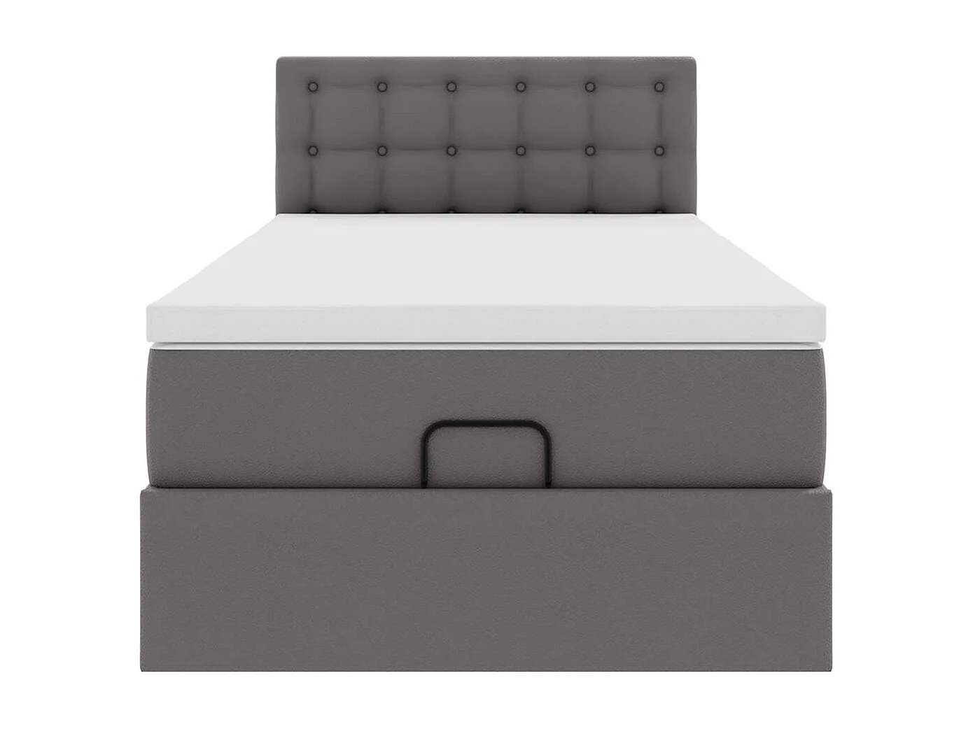 Cadre de lit ottoman avec matelas gris 90x200 cm similicuir