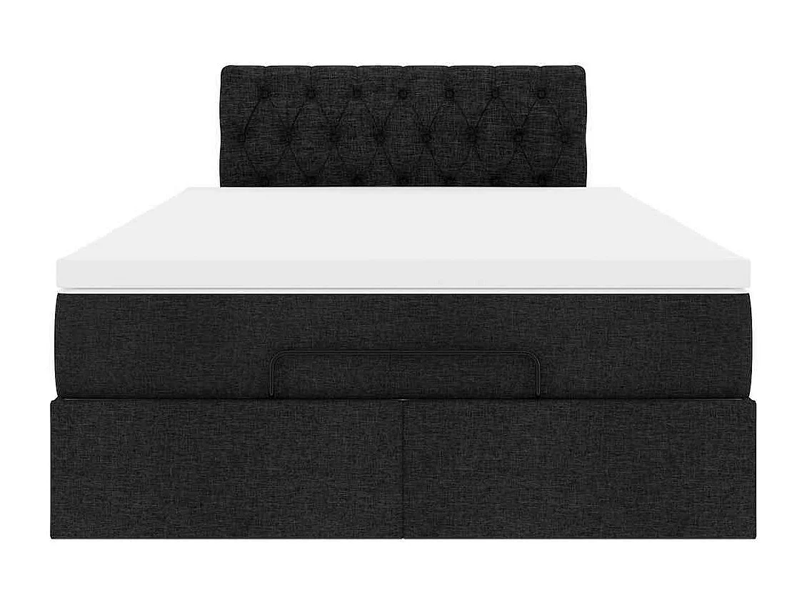 Cadre de lit ottoman avec matelas noir 120x190 cm tissu