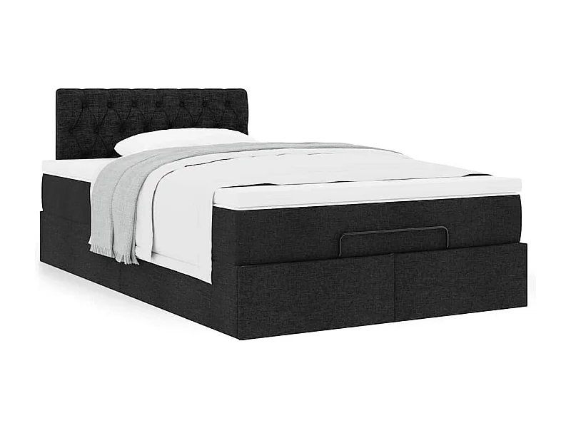 Cadre de lit ottoman avec matelas noir 120x190 cm tissu
