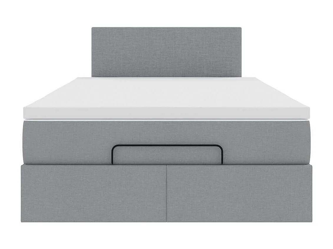Estructura de cama otomana colchón tela gris claro