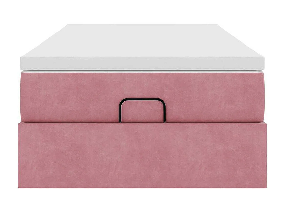 Cadre de lit ottoman avec matelas rose 90x200 cm velours