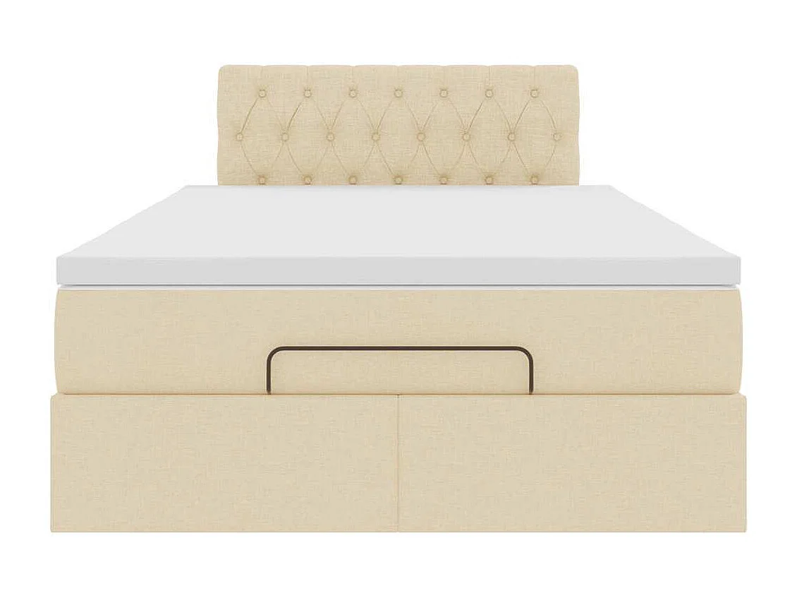 Cadre de lit ottoman avec matelas crème 120x200cm tissu