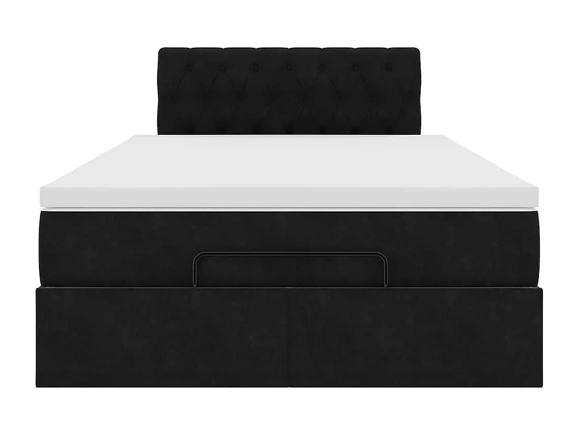 Cadre de lit ottoman avec matelas noir 120x200 cm velours